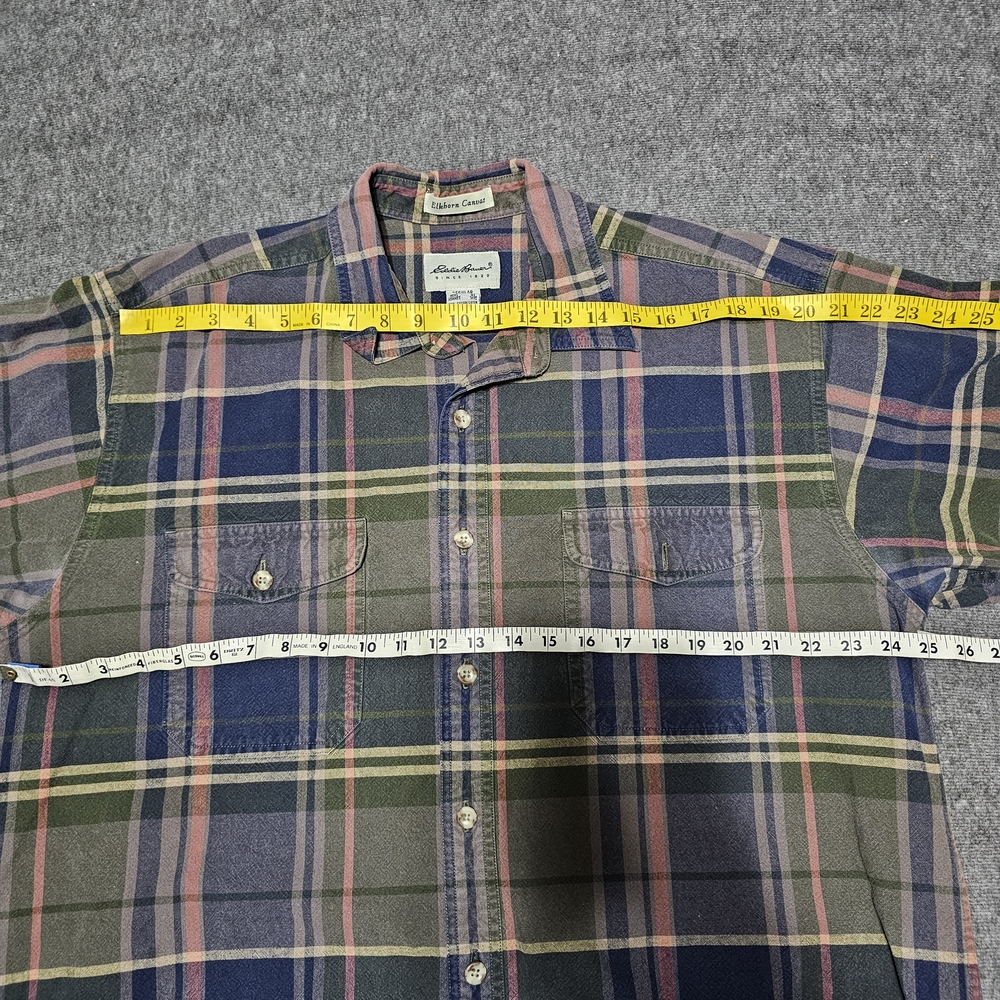 Vintage Eddie Bauer Elkhorn Canvas Plaid Flannel Shirt XL - Picture 4 of 5
